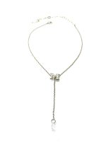 Necklace Pendant By Mariana Woman Sparkling Letter M White Opal and Clear Swarovski Crystals