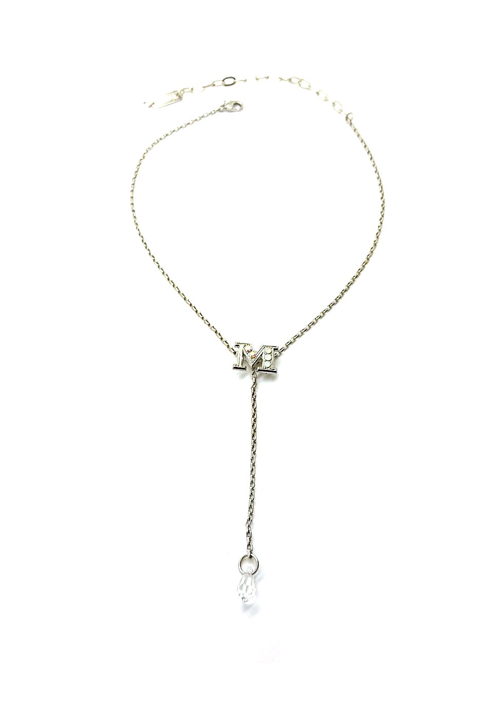 N-5806-001-RO (1) Necklace Pendant By Mariana Woman Sparkling Letter M White Opal and Clear Swarovski Crystals - Image 1