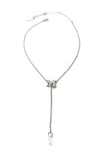 Necklace Pendant By Mariana Woman Sparkling Letter M White Opal and Clear Swarovski Crystals - Image 3