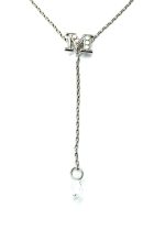 Necklace Pendant By Mariana Woman Sparkling Letter M White Opal and Clear Swarovski Crystals - Image 2