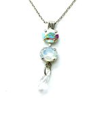 Necklace Pendant By Mariana Woman Brilliant Triple Tier AB and White Opal Swarovski Crystals
