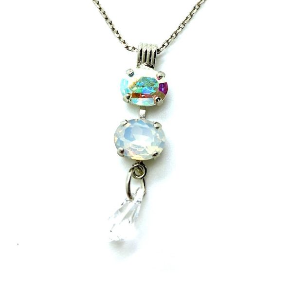 Necklace Pendant By Mariana Woman Brilliant Triple Tier AB and White Opal Swarovski Crystals