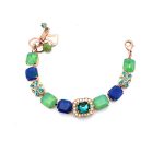 Bracelet By Mariana Africa Coll. Malachite Mineral and Blues Swarovski Crystals - Image 2