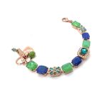 Bracelet By Mariana Africa Coll. Malachite Mineral and Blues Swarovski Crystals - Image 3