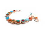 Bracelet By Mariana Woman Round Turquoise Mineral and Rose Peach Swarovski Crystals - Image 3