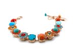 Bracelet By Mariana Woman Round Turquoise Mineral and Rose Peach Swarovski Crystals - Image 2