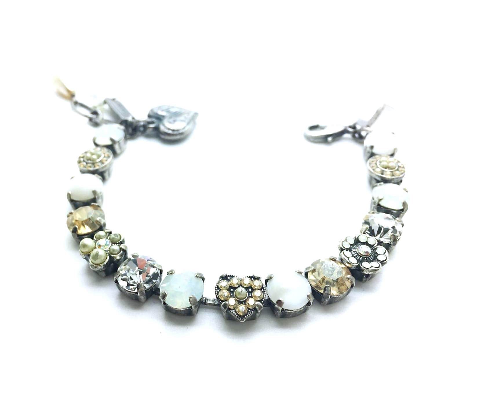 B-4069-777-SP (1) Mariana Bracelet Flower Shape Pearl, Clear, Champagne & Opal Austrian Crystals My Treasures Coll. - Image 1
