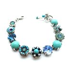 Bracelet By Mariana Angelina Icons Coll. Round Beads & Floral Turquoise, Sapphire & AB Austrian Crystals - Image 3
