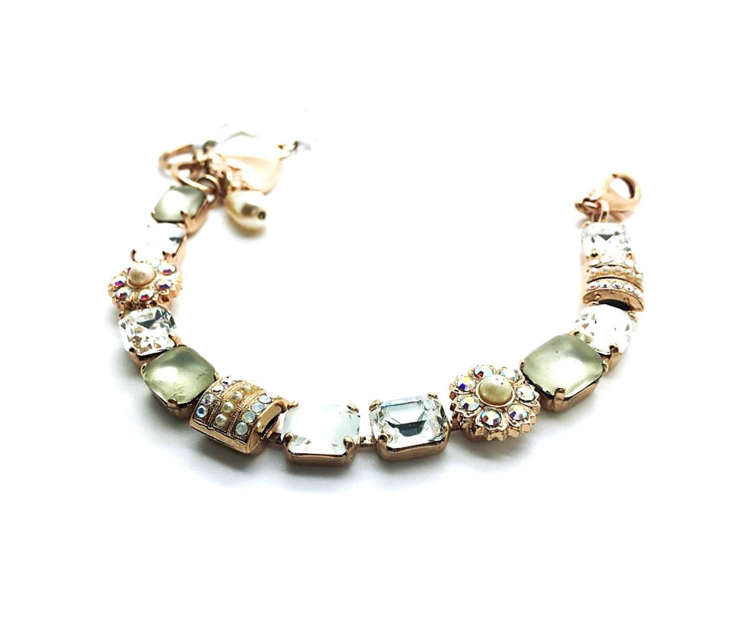 B-4099-001-RG (2) Mariana Bracelet Elegant Floral Pearls & Whites Austrian Crystals Inspiration Coll. - Image 1