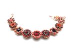 Mariana Bracelet Glamorous Floral Siam & Coral Austrian Crystals Flame Ambrosia Coll. - Image 3
