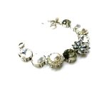Mariana Bracelet Flower and Clear, Cream Pearl & Black Diamond Austrian Crystals Casablanca Nostalgia Coll. - Image 2