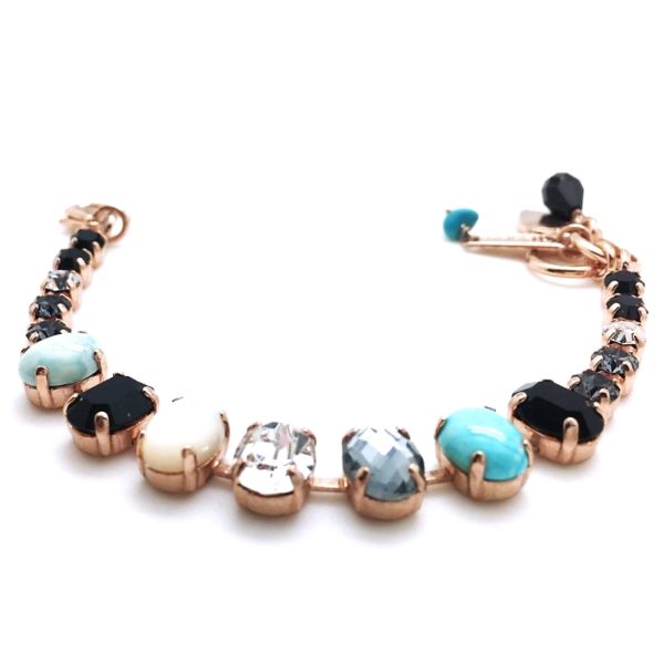 Mariana Bracelet Turquoise & White Shell & Clear,Blacks Austrian Crystals Zanzibar Africa Coll.
