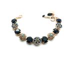 Mariana Bracelet Round & Flower Shape Jet & AB Austrian Crystals My Treasures Coll.