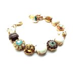 Mariana Bracelet Elegant Tiger Eye Mineral ,Topaz & White Opal Austrian Crystals Serai Cocktail Hour Coll.