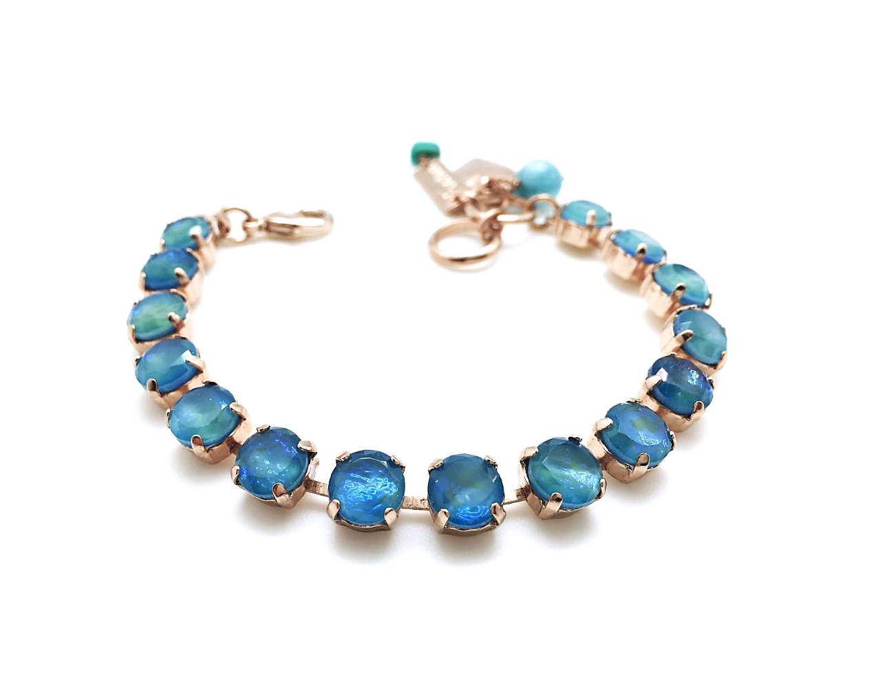 B-4252-17R17R-RG (3) Bracelet By Mariana Woman Beautiful Blue Rhinestone Swarovski Crystals - Image 1