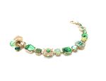 Mariana Bracelet Charming Green Quartz Mineral & Greens Swarovski Crystal Silk Road Coll.