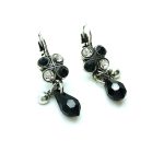 Earrings By Mariana Woman Dangling Clover Shape Jet Black and Clear Swarovski Crystals - Image 3