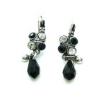 Earrings By Mariana Woman Dangling Clover Shape Jet Black and Clear Swarovski Crystals - Image 2