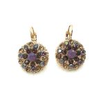 Mariana Earrings Guardian Angel Purple & Brown Swarovski Crystals Silk Road Coll.