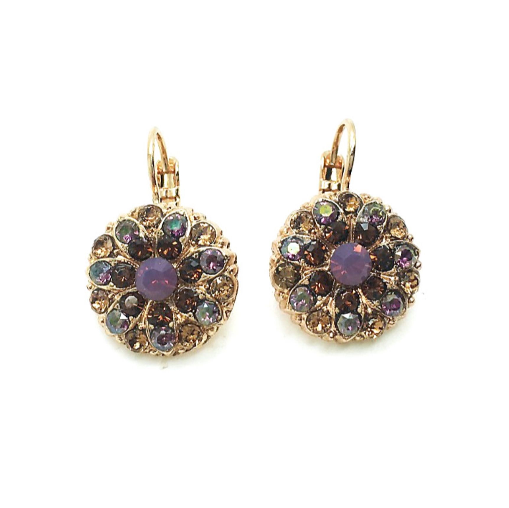 E-1029-10444-RG6 (1) Mariana Earrings Guardian Angel Purple & Brown Swarovski Crystals Silk Road Coll. - Image 1