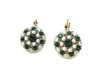 Mariana Earrings Floral Pearl, Emerald & Lt. Azure Swarovski Crystals My Treasures Coll.