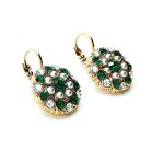 Mariana Earrings Floral Pearl, Emerald & Lt. Azure Swarovski Crystals My Treasures Coll. - Image 3
