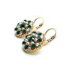 Mariana Earrings Floral Pearl, Emerald & Lt. Azure Swarovski Crystals My Treasures Coll. - Image 2