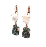 Mariana Earrings Elegant White Shell Mineral & Black Crystal Swarovski Zanzibar Africa Coll. - Image 3