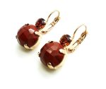 Earrings By Mariana Woman Faceted Jasper Mineral and Topaz Swarovski Crystals