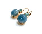 Earrings By Mariana Woman Lovely Round Aquamarine Mineral and Blue Opal Swarovski Crystals - Image 2