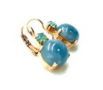 Earrings By Mariana Woman Lovely Round Aquamarine Mineral and Blue Opal Swarovski Crystals - Image 3