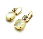 Earrings By Mariana Woman Adorable Shell Mineral and Clear Swarovski Crystals - Image 2
