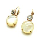 Earrings By Mariana Woman Adorable Shell Mineral and Clear Swarovski Crystals