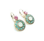 Earrings By Mariana Woman Alluring Round Beaded White Opal and Aquamarine Swarovski Crystals - Image 2
