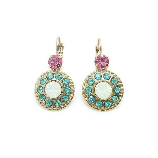 Earrings By Mariana Woman Alluring Round Beaded White Opal and Aquamarine Swarovski Crystals