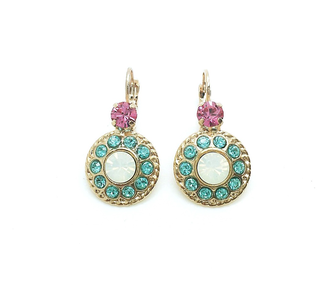 E-1048-2-1064-RG6 (3) Earrings By Mariana Woman Alluring Round Beaded White Opal and Aquamarine Swarovski Crystals - Image 1