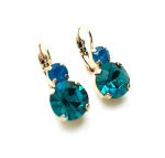 Mariana Earrings Round Turq & Caribbean Blue Opal Swarovski Crystal Ambrosia Coll. - Image 3
