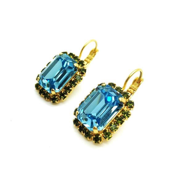 Earrings By Mariana Woman Classy Aquamarine and Fern Green Swarovski Crystals