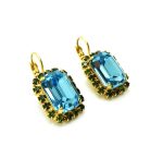 Earrings By Mariana Woman Classy Aquamarine and Fern Green Swarovski Crystals - Image 2