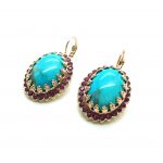 Earrings By Mariana Woman Oval Turquoise Mineral and Swarovski Crystals - Image 2