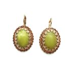 Earrings By Mariana Woman Oval Aventurine and Topaz Swarovski Crystals