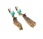 Mariana Earrings Gorgeous Tassel with Round Turquoise Mineral Serengetti Africa Coll. - Image 3