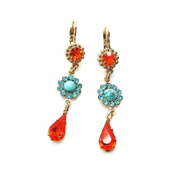 Earrings By Mariana Woman Turquoise Mineral and Hyacinth Swarovski Crystals