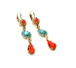 Earrings By Mariana Woman Turquoise Mineral and Hyacinth Swarovski Crystals - Image 3
