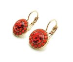 Earrings By Mariana Woman Beautiful Round Coral and Orange Swarovski Crystals - Image 3