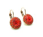Earrings By Mariana Woman Beautiful Round Coral and Orange Swarovski Crystals - Image 2