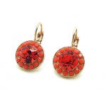 Earrings By Mariana Woman Beautiful Round Coral and Orange Swarovski Crystals
