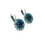 Mariana Earrings Round Montana & Metallic Blue Swarovski Crystals My Treasures Coll. - Image 3