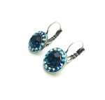 Mariana Earrings Round Montana & Metallic Blue Swarovski Crystals My Treasures Coll. - Image 2