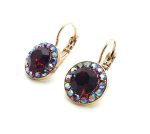 Earrings By Mariana Woman Beautiful Round Beaded Siam and AB Swarovski Crystals